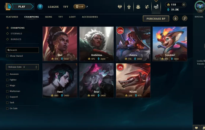 EMAIL CHANGEABLE 163 CHAMPIONS 31kBE 305 SKINS Prestige Diana Zyra Kayn Hextech Kassadin and Tristana 7 Victorious skins