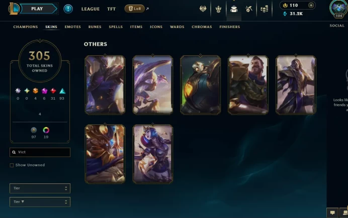EMAIL CHANGEABLE 163 CHAMPIONS 31kBE 305 SKINS Prestige Diana Zyra Kayn Hextech Kassadin and Tristana 7 Victorious skins