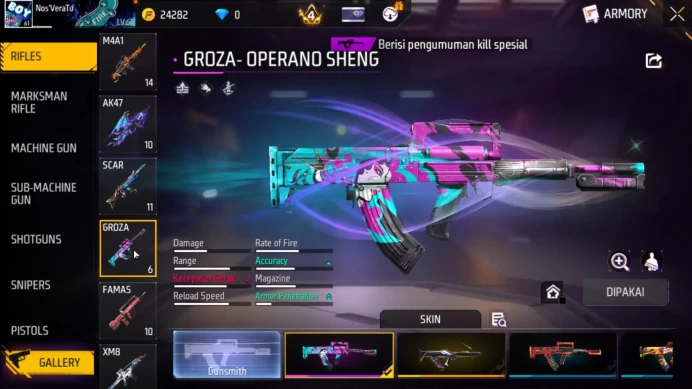Indonesia|2 Evo (AK47 Lv4,Woodpecker Lv4), Shotgun - Emerald Power + Bunny's Order + Peluru Order ETC|Log Google|(FF1021)