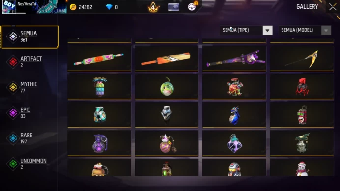 Indonesia|2 Evo (AK47 Lv4,Woodpecker Lv4), Shotgun - Emerald Power + Bunny's Order + Peluru Order ETC|Log Google|(FF1021)