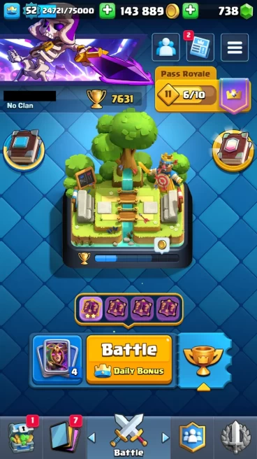 ◄ KT 14 ► 52 LVL ◆ 7631 TROPHIES ◆ 120 CARD ◆ 34 MAX CARD ◆ 67 EMOTES ◆ 17 SKINS ◆ 143k GOLD ◆ 738 GEMS ◆ RT46