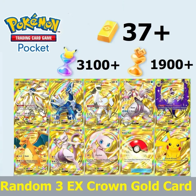 [GLOBAL]Pokemon TCG Pocket Starter Account with Random 3 EX Crown card & 37+ Pokégold & 3100+ Pack Hourglass & 1900+ Wonder Hourglass