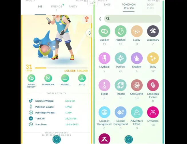 LEVEL 31(TEAM INSTINCT) 276/300 Pokemon 12 Shiny 7 Legendary 131570 Stardust 116 Pokecoins 449/500 Items Instant Delivery