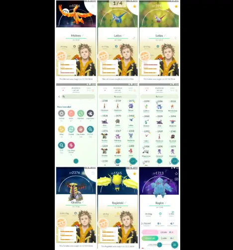 e17 Shiny GALARIAN MOLTRES 40 LVL 1.7M Stardust 7 Legendary 24 Shiny Shadow Regice Regieleki Latios Latias Giratina Yellow Team Best Starter