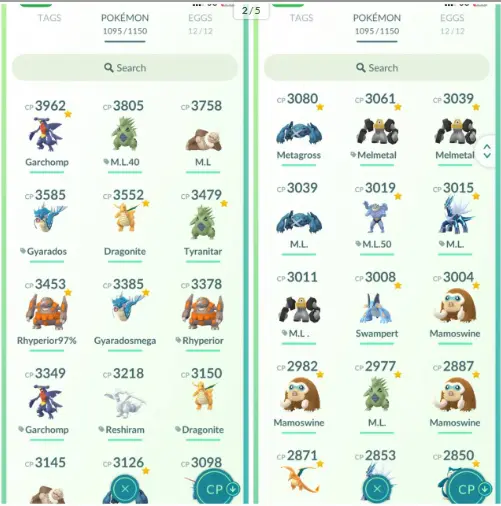 LEVEL41(TEAM INSTINCT)1095/1100 Pokemon 204Legendary 90Shiny 52Mythical 14Lucky 15 Legendary&Shiny 1367846 Stardust791/850 Items Instant Deliver