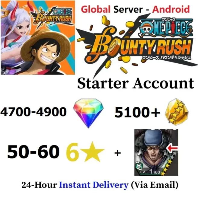[Global - Android] 4700-4900 Rainbow Diamonds + 5100+ Gold Fragments + EX KUZAN + 50-60 6 Star Character - Starter Accounts