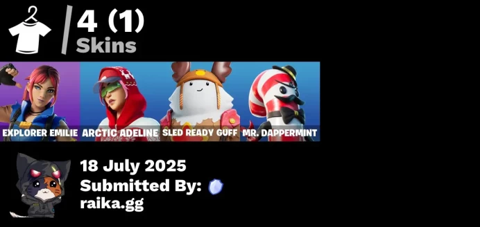 [PC/PSN/XBOX] 4 skins | Explorer Emilie | Mr. Dappermint | Sled Ready Guff | Arctic Adeline | Greebles | Access Core | Mercurial | Sir Beurre