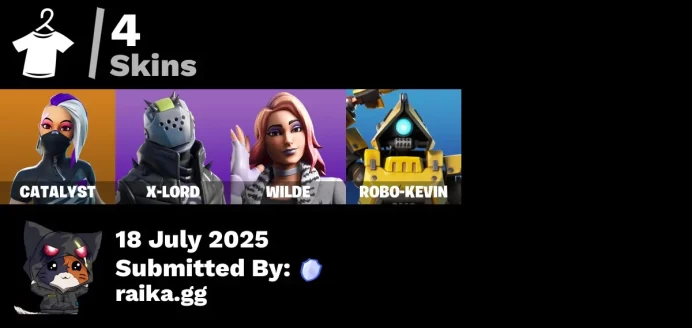 [PC/PSN/XBOX] 4 skins | Catalyst | X-Lord | Wilde | Robo-Kevin | Palette Pack | Ancestral Bloom | Whirrr | Clawz Retro | Ol' Woody