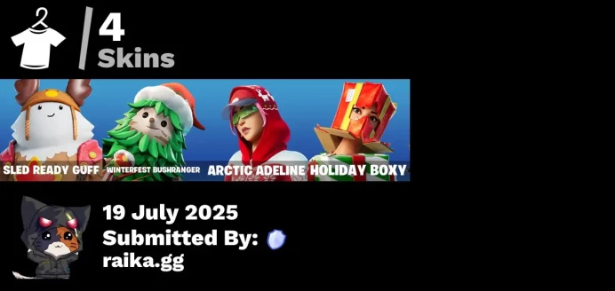 [PC/PSN/XBOX] 4 skins | Winterfest Bushranger | Sled Ready Guff | Arctic Adeline | Holiday Boxy | Lunar Hyperjet | Lectro Guard Pack