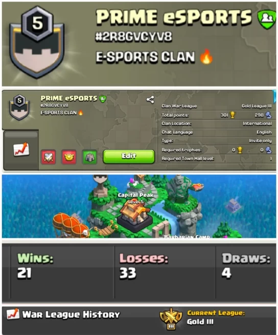PRIME eSPORTS !! LEVEL 5 !! CAPITAL PEAK 5 !! WIN 21 LOSS 33 !! GOLD LEAUGE !! BEST NAME !! AFFORDABLE !! FAST DELIVERY
