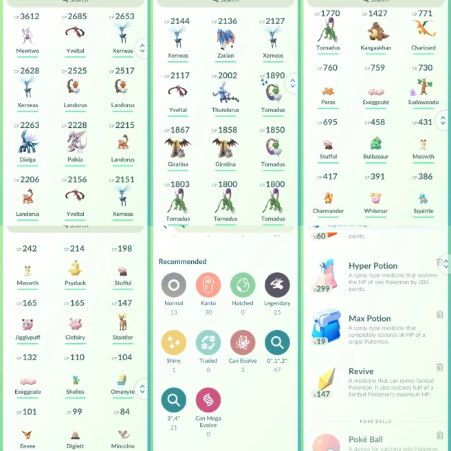 lvl25,have 25 Legendary,Mewtwo Palkia Dialga Yveltal Xerneas Giratina Tornadus etc,some nice pokemons N8790