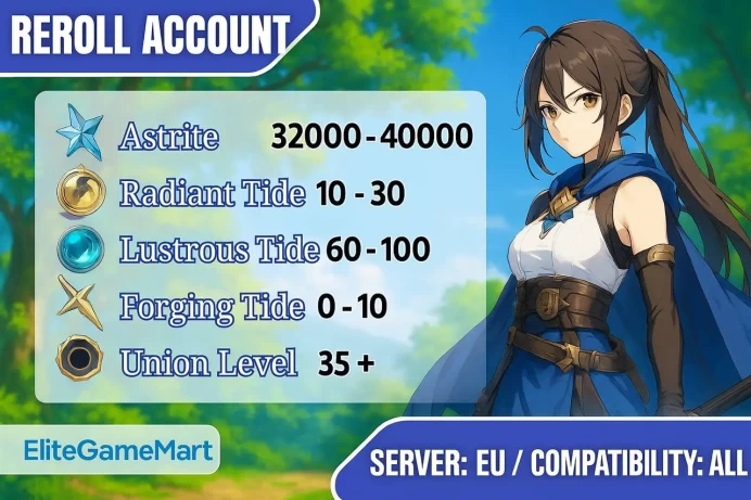[Europe] Reroll Account +33000 Astrite | +20 Radiant Tide | +100 Lustrous Tide | 30+ Union Level | Mail Address | Instant Delivery
