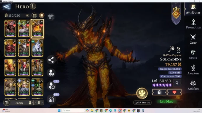 Sv 60xxx|Power 3.3M|Lord 5(Valderon,Twinfiend,Iovar,Venoma,Solcadens)|Nightmare IV 39,8k|Many Resource|CE On|Check SS(WOR892)