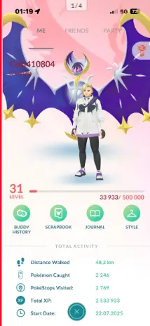 Pokémon GO Account – Full Access– Level 31 | 940k Stardust | 9 Shiny | Shiny Dratini | 2x Shiny Bagon | Shiny Aron | Legendary Lunala