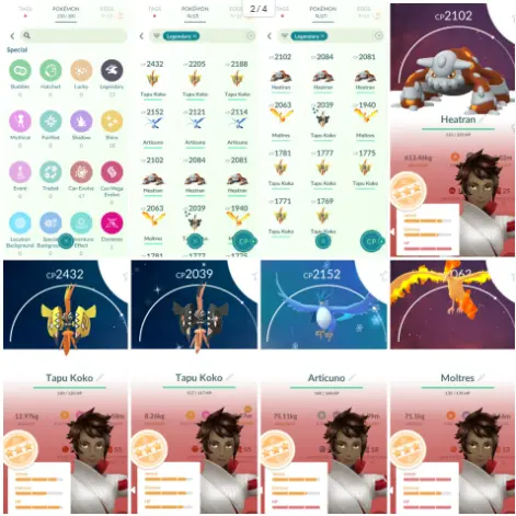 e230 Shiny Tapu Koko Articuno 17 Legendary 18 Shiny Moltres Heatran All tradable Pokemons