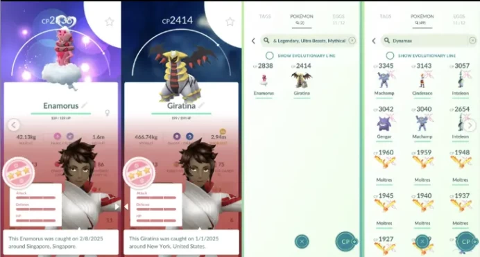 b017#83M XP 12.2M Dust Lv44,Hundo Enamorus Giratina,2 Shiny Dmax Articuno,3 Shiny Hatched, Legendary Zygarde,49 Dmax,6 Pkm BGround,30 Perfect
