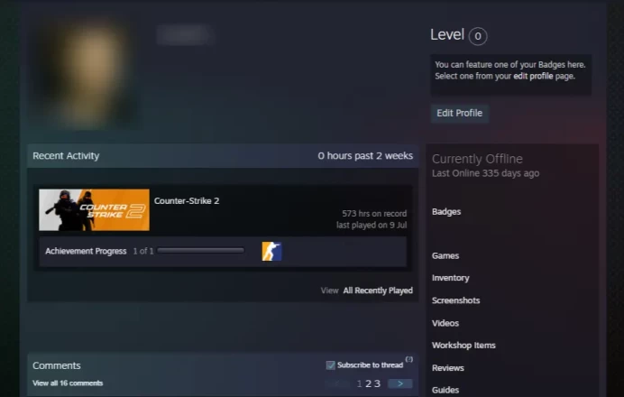 PRIME_2021 Service Medal!!! _ Last Online 1 year ago_Global Offensive Badge _NO VAC_573 hours_