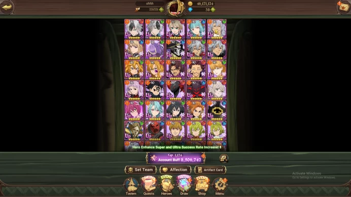 Asia |8.5M CC| 6 LR + 6UR + Many Collabs (Elizabeth6/6,Escanor,Thor,Sabunak,Gowther,DKM2/6,& ETC) |Code Only| (SDS1754)