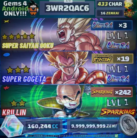 BEAST Account: [ Android, 433,  3,  242,  160244,  19,  16]  LEGENDARY TIER !