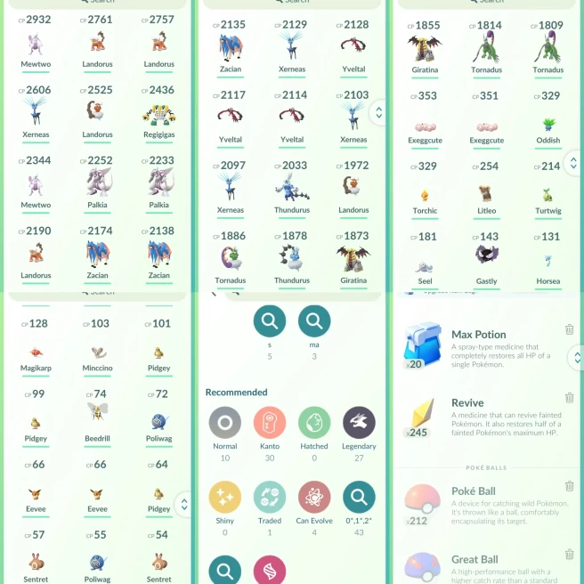 lvl25,have 27 Legendary,Mewtwo Regigigas Palkia Diaga Zacian Giratina etc,many nice pokemons N8828