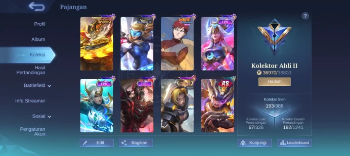 #ML.1068 Instant Delivery lvl 107 Hero 129 skin 193 android+ios+PC guaranteed+reliable+friendly 