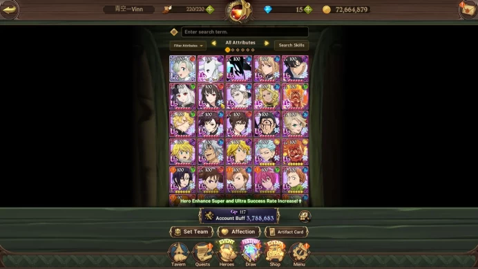 Asia |3,7M CC| 1LR + 3UR + Collab [Solev+TOG](Escanor2/6, Thor2/6, Mael2/6, SJW, Beru, UMazino6/6 & ETC) |Code Only| (SDS1796)