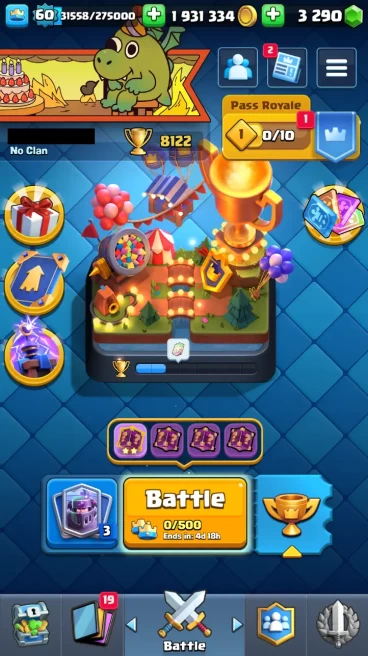 ◄ KT 15 ► 60 LVL ◆ 8122 TROPHIES ◆ 118 CARD ◆ LEVEL 14 [85] ◆ LEVEL 15 [21] ◆ 94 EMOTES ◆ 13 EVO CARD ◆ 11 SKINS ◆ 1.9m GOLD ◆ 3290 GEMS ◆ RL2