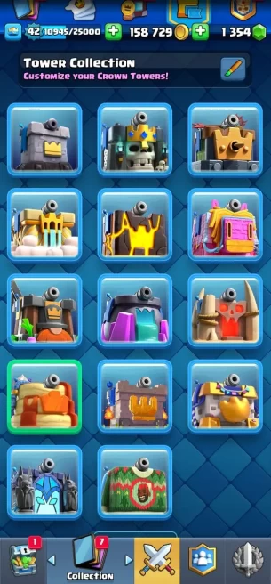 (Android/iOS) KT14 - lvl41 - Cards105/120 - Max Card 13 _lvl 13 card 4 /Emote 67 / skin tower 14