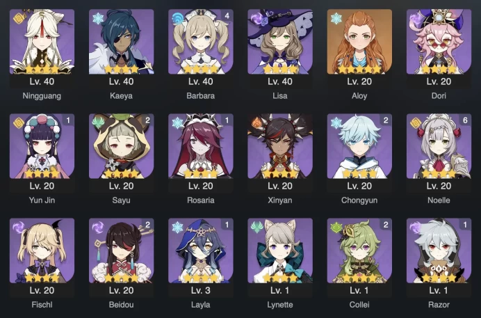 | 3in1 | GENSHIN IMPACT | 56 AR | 42 CHARACTERS | 10 LEGENDARY | 2 LEG.WEAPON | 1 CONSTELLATION | FULL ACCESS | 2 GIFTS