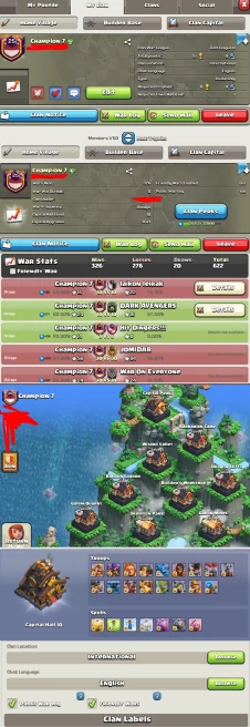 # CAPITAL HALL 10 (3021 upgardes) # | Clan Level 25.8 | Name: Champion 7 | Awesome Name | Max Capital Army | Wins 326 ,Losses 276 | Gold 2