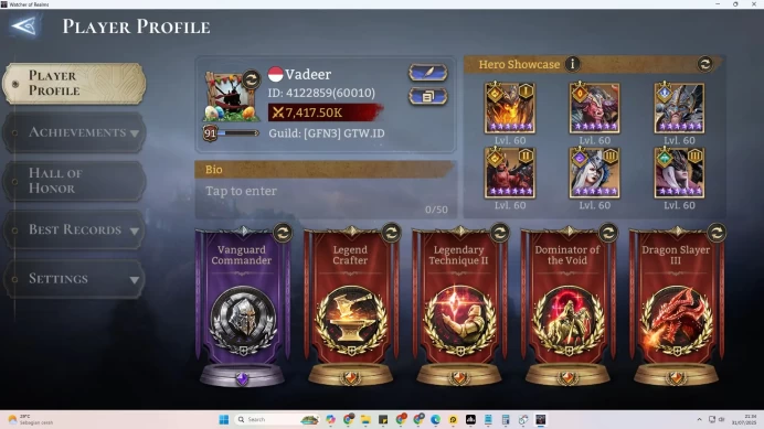 Sv 60xxx|Power 7.4M|Lord 9(Aracha,Twinfiend,Morrigan,Venoma,Solcadens,etc)AJax,Ymiret|Nightmare IV 71,220k|CE On|Check SS(WOR897)