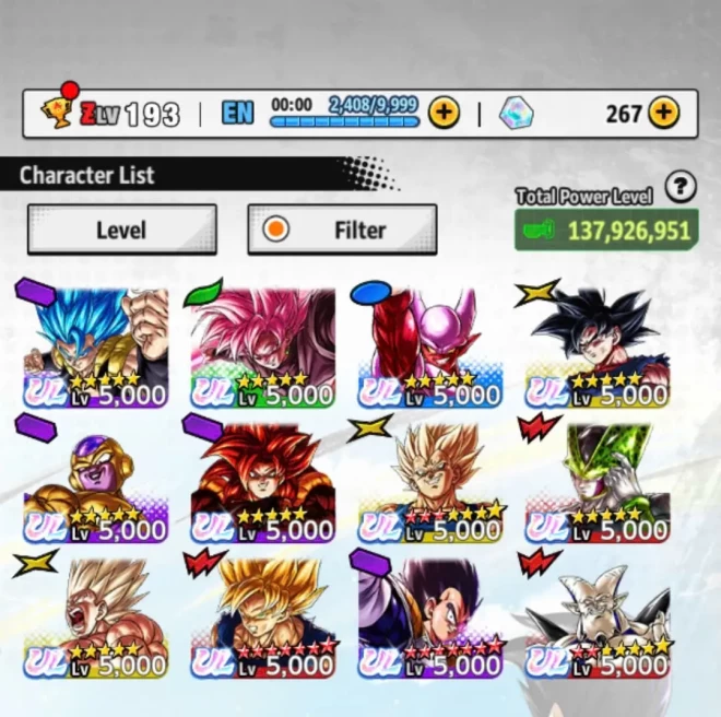 D732-Good Account-12 UL(SS Goku+Majin Vegeta+Cell+Goku Uis+Gogeta+Rose+SS4 Gogeta+Frieza+Janemba)+32 Legends+Good Equipment+Many Good Team