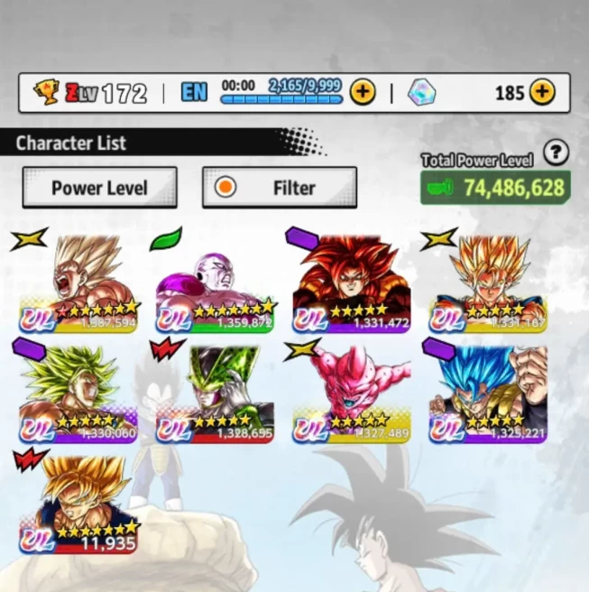 D729-IOS+Android-Meta Account-9 UL(SS Goku+Frieza Power+Cell+SS4 Gogeta+Broly+Gogeta Blue+Buu Kid)+37 Legends+Vip Equipment+Good Team Ready PVP