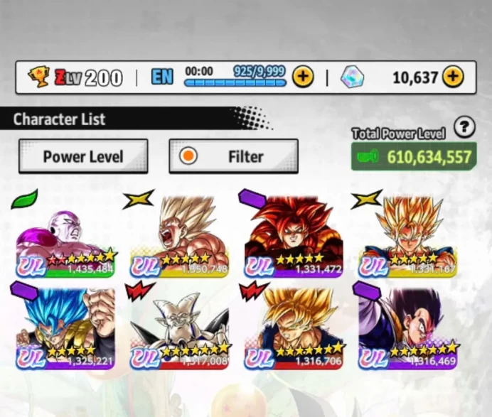 D727-Android-610 Million Power+8 ULTRA+10K Chrono Crytal+53 Legends+Good Equipment+Nice Zenkai+Goku Uis-Goku Saga-God Vegeta-Team Daima+Saga+GT