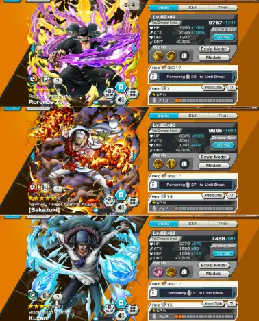 3 EX 2*5 Zoro, Sakazuki, Kuzan Solo Half Left