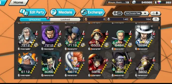 Extreme Gol D Roger (Green)*5 Level 100 EX Lucci 4  EX Kizaru