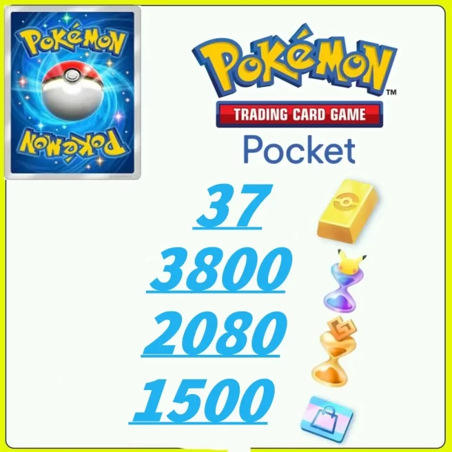 Global Server /1787draws - Pokémon Gold Bricks*37 - Pack Opening Hourglass*3800- Challenge Hourglass*2080- Store coupon*1500--Crown Card