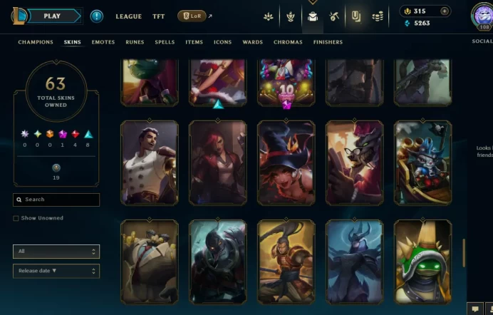 EMAIL CHANGEABLE 153 CHAMPIONS 63 SKINS UFO Corki Judgment Kayle Victorious Janna King Rammus Rare icons