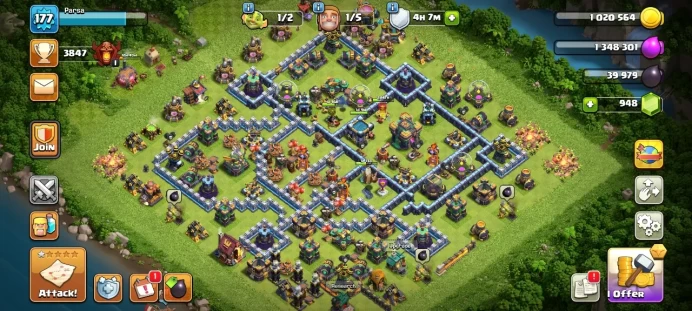 TH 14 / LeveL 177 / Gems 948 / Heroes (53 53 43 30 16) / CN 1000 / Skin Hero / Hero skin / cod 49