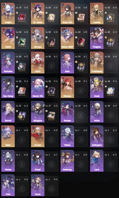 Europe TL53  | 12 legendary characters | 2 cones | Jingliu + Dr. Ratio | Ruan Mei + Seele | Luocha + Clara | Genshin 6 legends