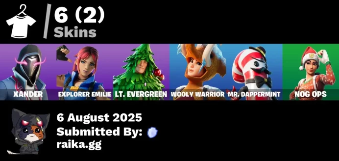 [PC/PSN/XBOX] 6 skins | Astroworld Cyclone | Xander | Explorer Emilie | Lt. Evergreen | Wooly Warrior | Mr. Dappermint | Nog Ops | The Sith