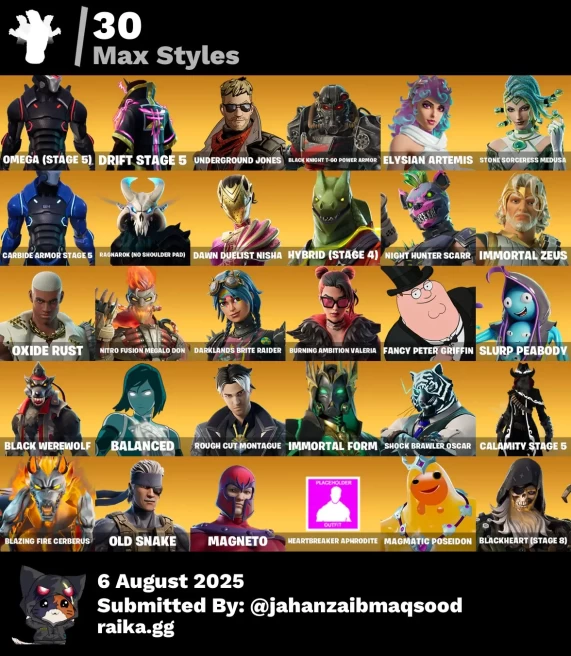 [PC/PSN/XBOX] 71Skins *Omega(Max)*|Mayhem,Clara,Battlehawk,Megalo Don,Zeus,Hades,Gwenpool,Brite Bomber,Sultura,Michelangelo,Peabody| Full Access