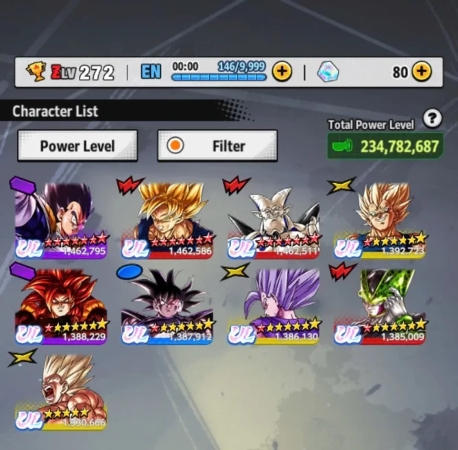 D720-Vip Meta Account-9 UL(SS Goku+Majin Vegeta+Cell+SS4 Gogeta+Turles+Beast Gohan)+52 Legends+Vip Equipment+Team Fusions+Team GT+Team Cell+Saga