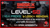 Level 50 [ Elite Edition Bought ] Uplay (100K Renown) (44 pack) (43 Operators) 4 Gun Skins Hand Levelled Ranked Ready #lenaterrell