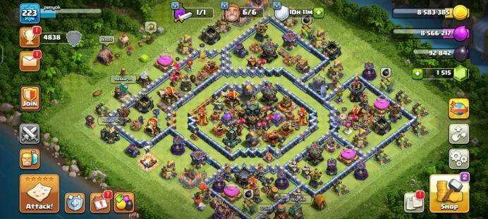 8 equipment epic(spiky ball ,electro boots max), TH 17 LV 223, 899 medals cwl, free change name,C3691