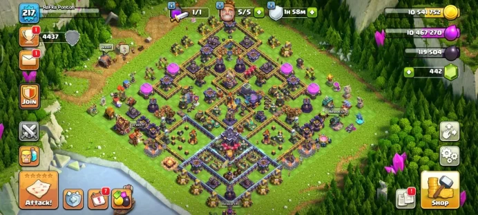 Town hall 15 LV 217, 6 equipment epic, change name 500 gems,C3693
