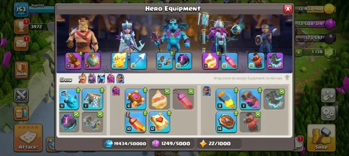 Town hall 17 level 153, free change name, 4 equipment epic,C3693