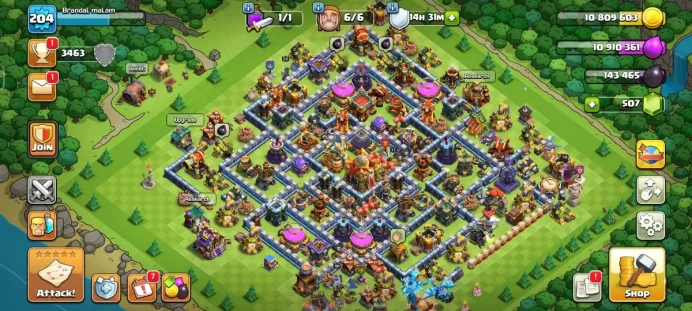 Town hall 16 level 204, high level Hero ,good defense,C3697