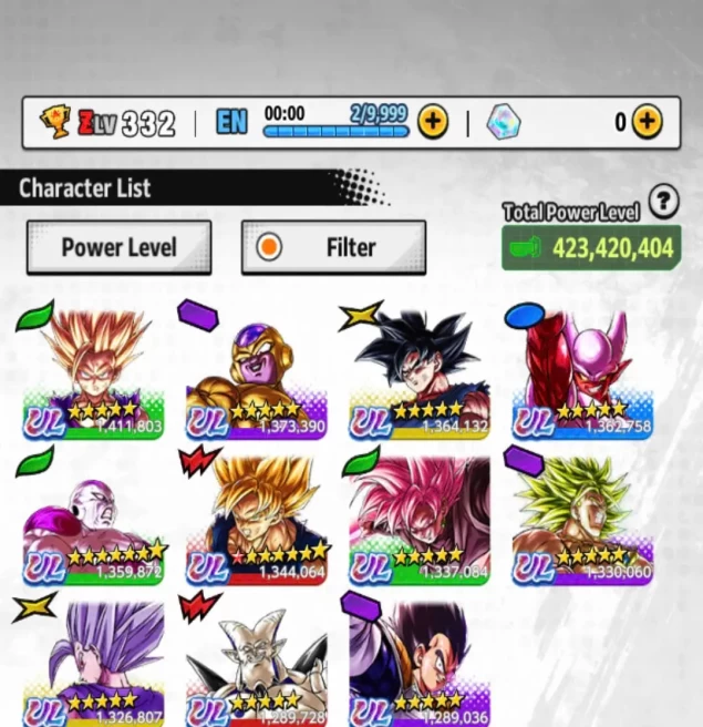 D674-Vip Account-11 ULTRA(New Frieza+Goku Uis+Frieza Golden+Gohan+Beast Gohan+Broly+Rose+Janemba)+64 Legends+Vip Equipment+Good Team+Good Zenkai