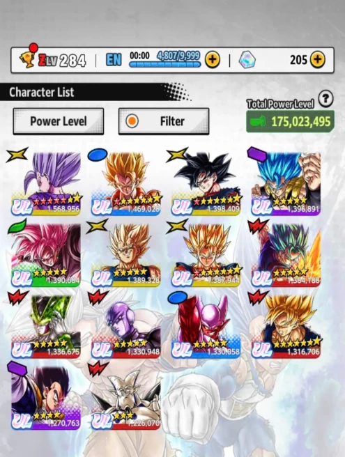D661-Vip Account-14 UL(Cell+Majin Vegeta+Goku Uis+Beast Gohan+Vegito+Hit+Gogeta+Super Vegito+Super Gogeta)+36 Legend+Vip Equipment+Good Team PVP
